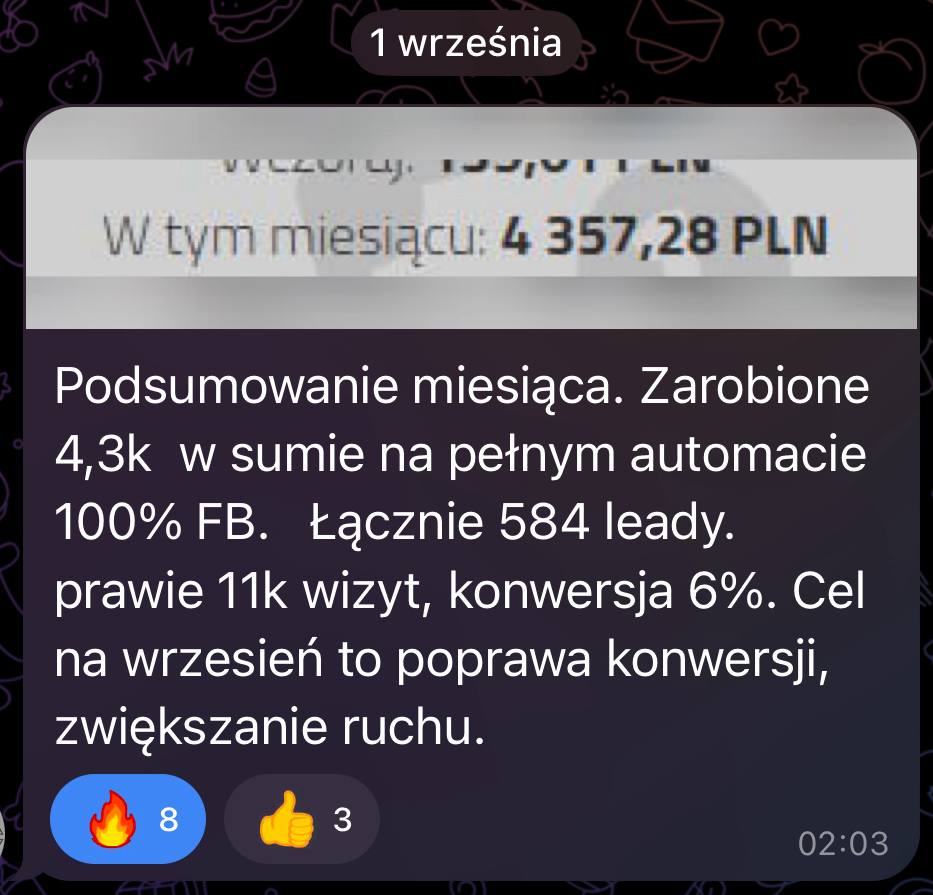 Podsumowanie miesiąca - 4357 PLN, 584 leady